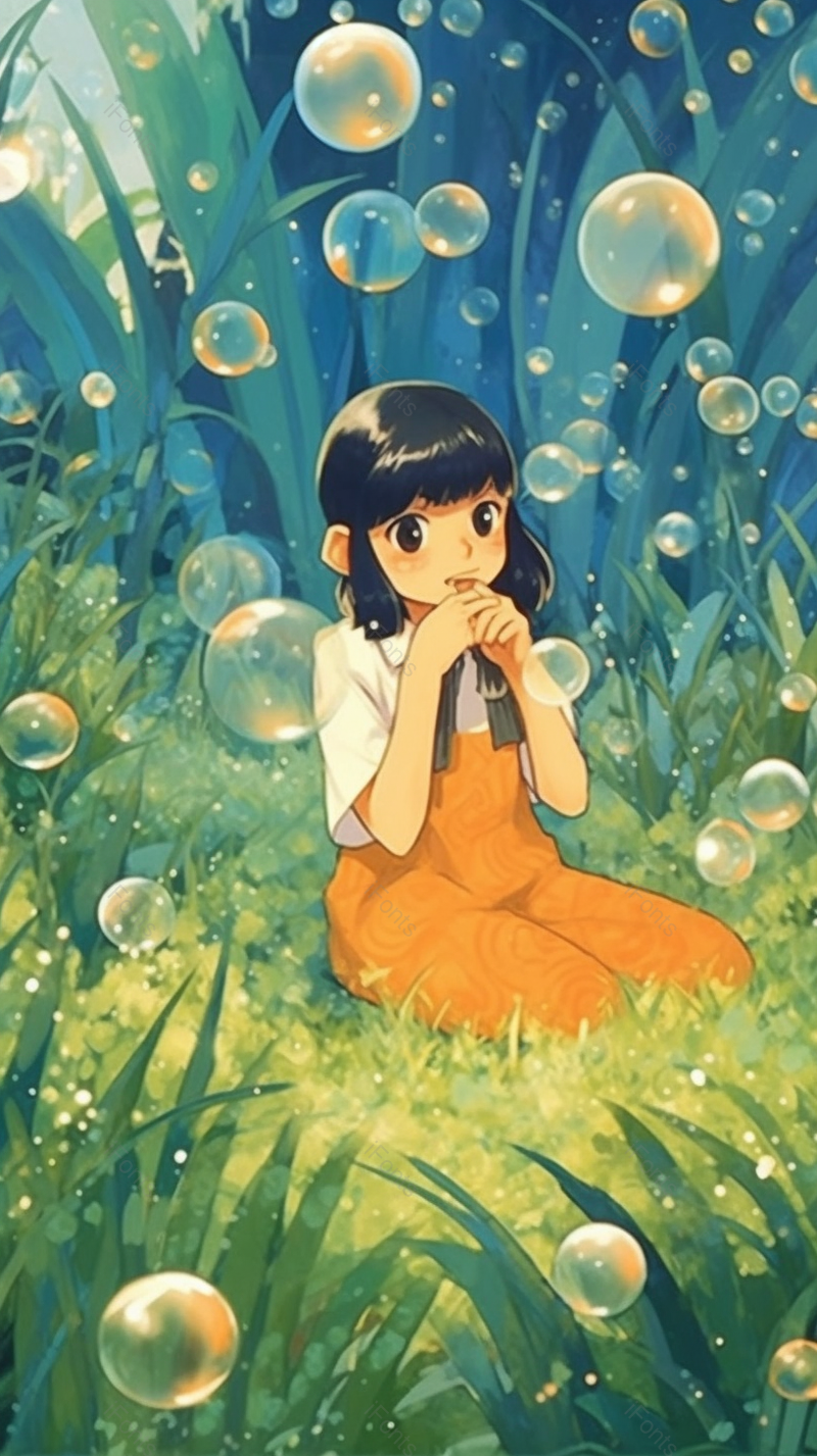 泡泡草地唯美动漫儿童节六一春游游玩探险绿色插画,插画/手绘图,插画/手绘图库,插画/手绘图下载,插画/手绘